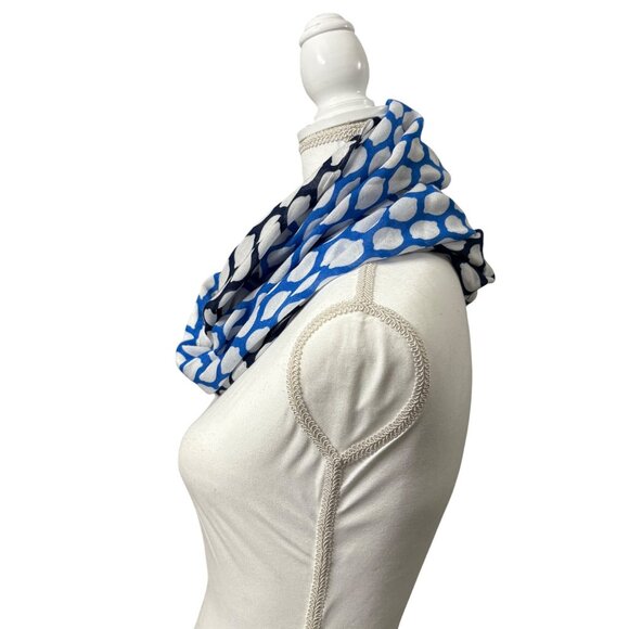 Kate Spade New York Infinity Scarf W/Blue & White Lemon Print Lightweight - Picture 2 of 9